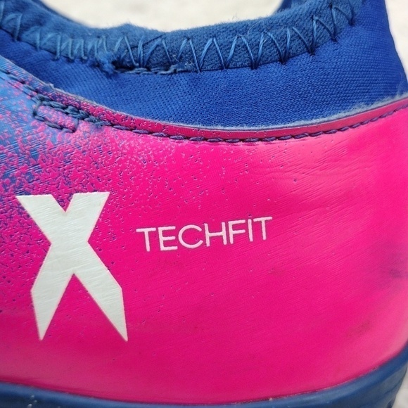 Adidas X TechFit Royal Blue Round Toe Lace Up Low Top Astro Turf Football Shoe